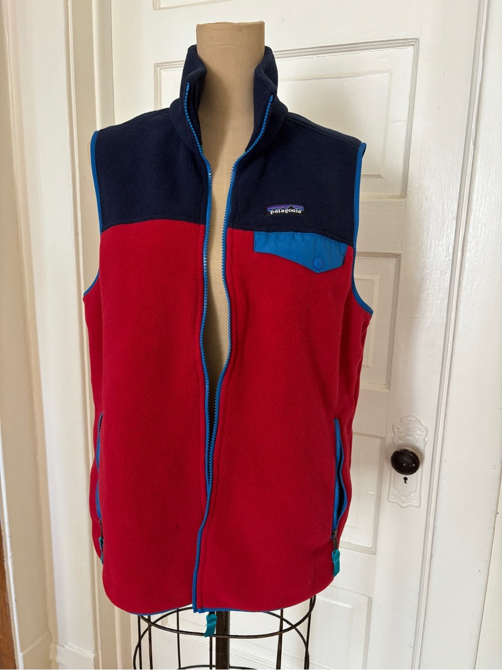 Patagonia Red, Navy & Blue Fleece Vest